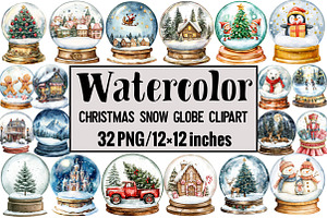 Christmas Snow Globe Clipart, an Illustration by Design Market