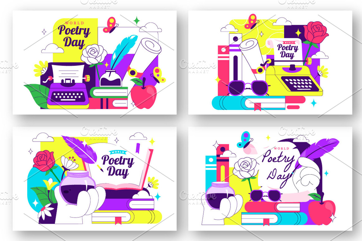 10 World Poetry Day Illustration, a Person Illustration by denayunebgt (Photo 3 of 4)