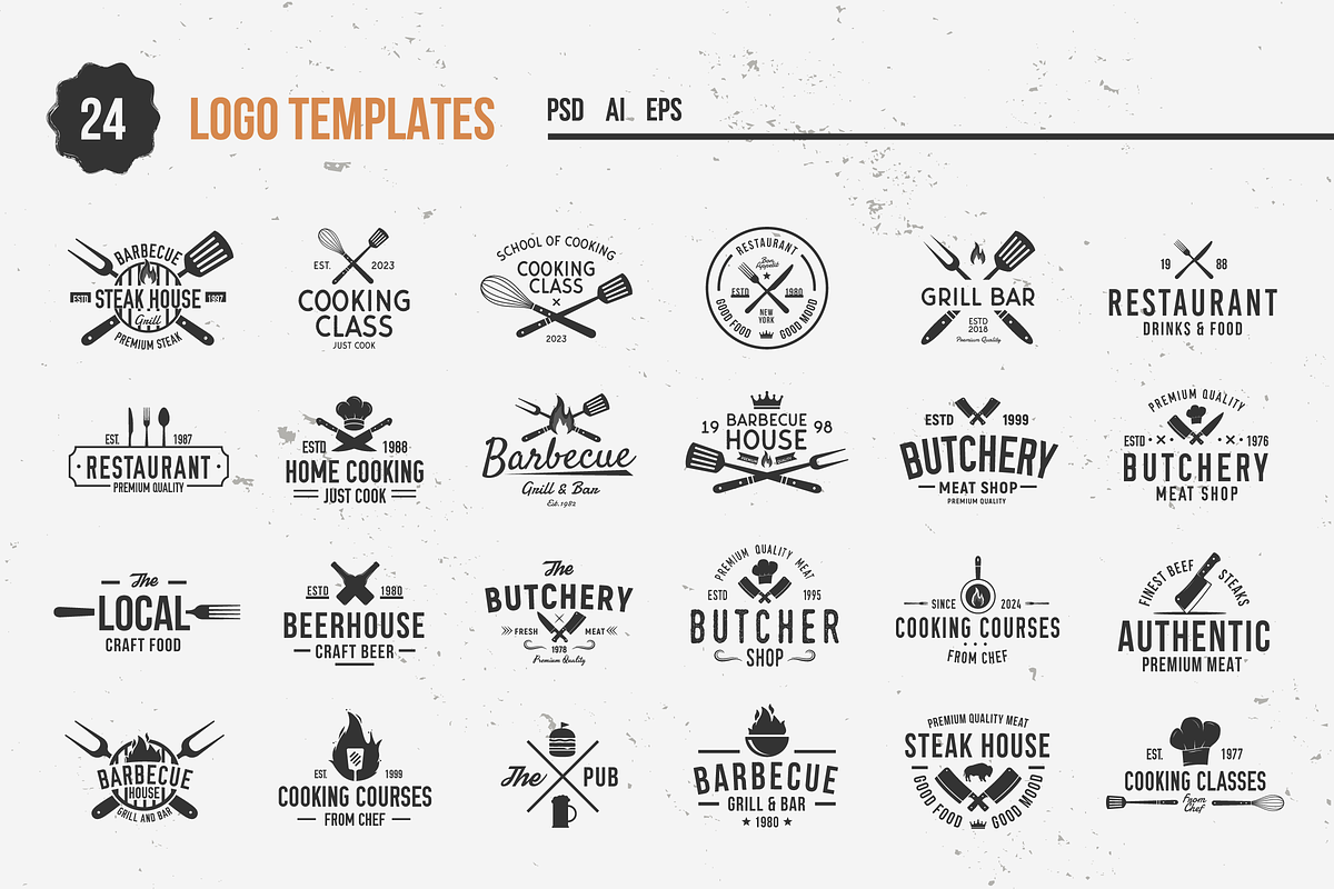 Vintage Food business logo set, a Branding & Logo Template by DenysHolovatiuk (Photo 2 of 13)