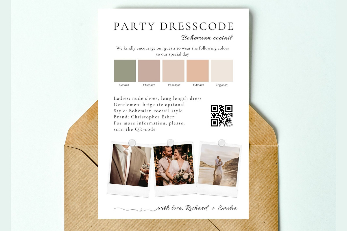 Guest dresscoode, mood board card, a Card Template by EvaTemplates (Photo 2 of 7)