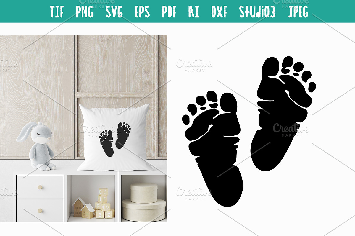 Baby Feet Vector Cut Files, an Object Graphic by Watercolor_Vector Graphic (Photo 1 of 3)