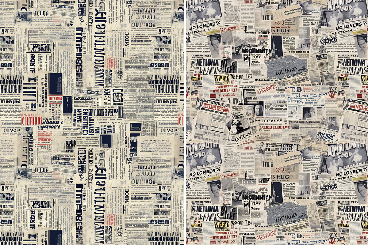 Newspapers seamless patterns set, a Pattern Graphic by Bubert Art (Photo 6 of 14)