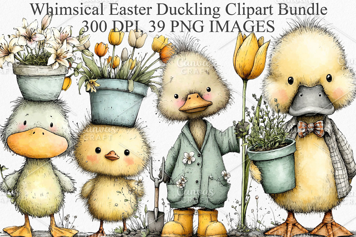 Whimsical Easter Duckling Clipart, an Illustration by Canvas Craft (Photo 1 of 7)