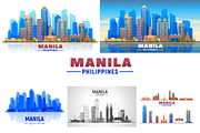 Manila Philippines vector skyline, an Illustration by Sky and glass (Thumbnail 1 of 6)
