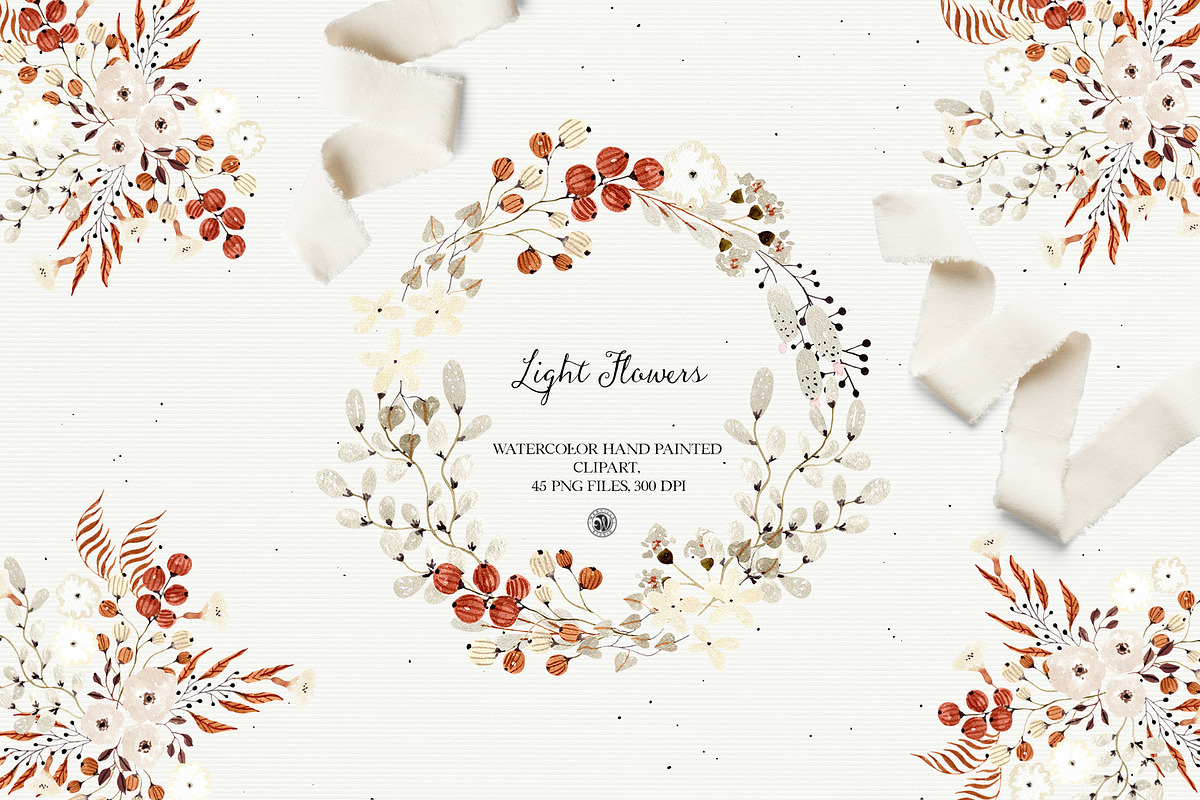Light Flowers - watercolor set 2021, an Illustration by Webvilla Studio