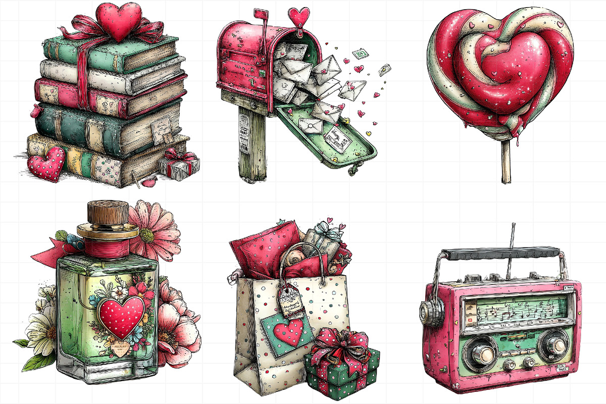 Whimsical Valentines Day Clipart, an Illustration by Daily.Designs (Photo 7 of 7)