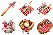 Red Gingham Baseball Clipart, a Sport Illustration by Designking (Thumbnail 3 of 5)