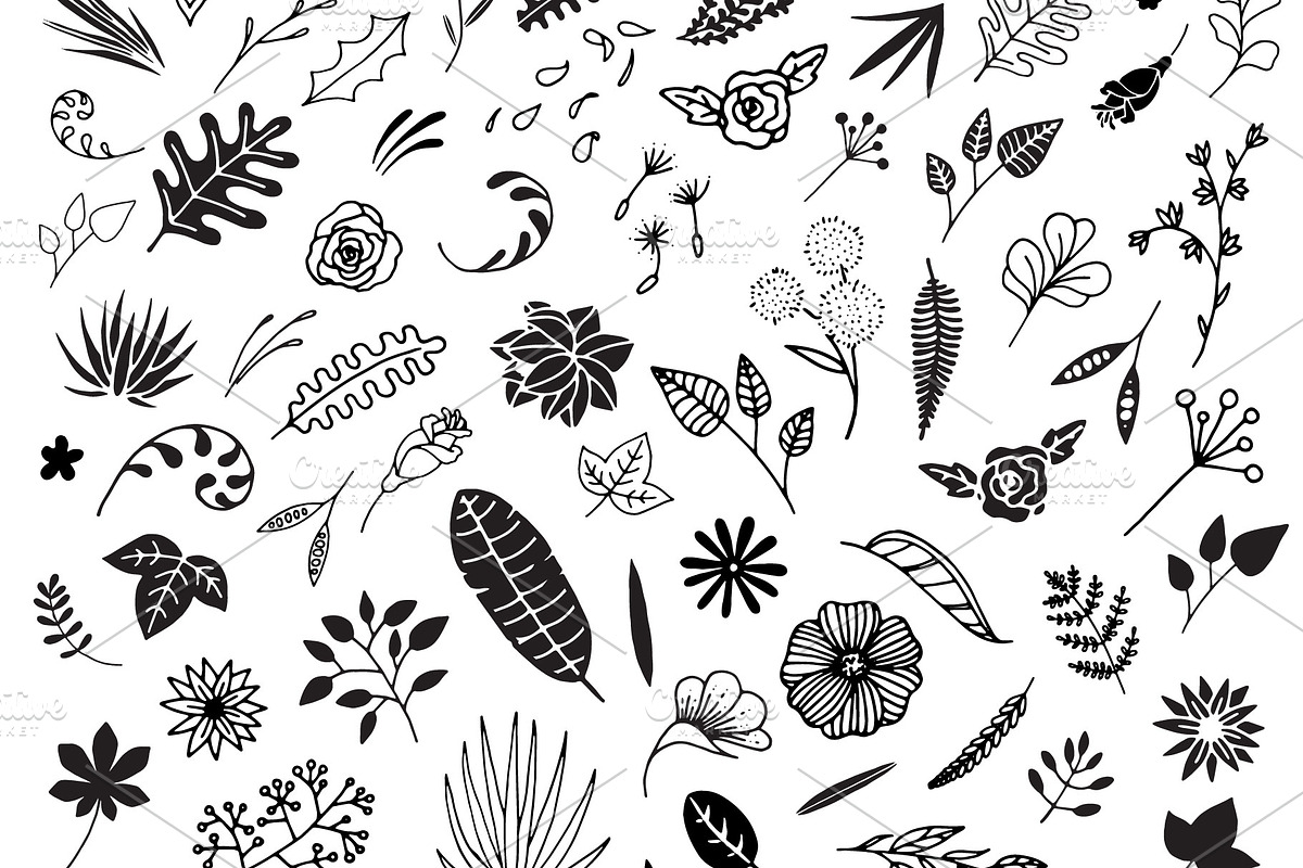 300 Hand Drawn Florals, an Illustration by Designdell (Photo 3 of 7)