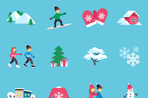 Winter Season Flat Icons