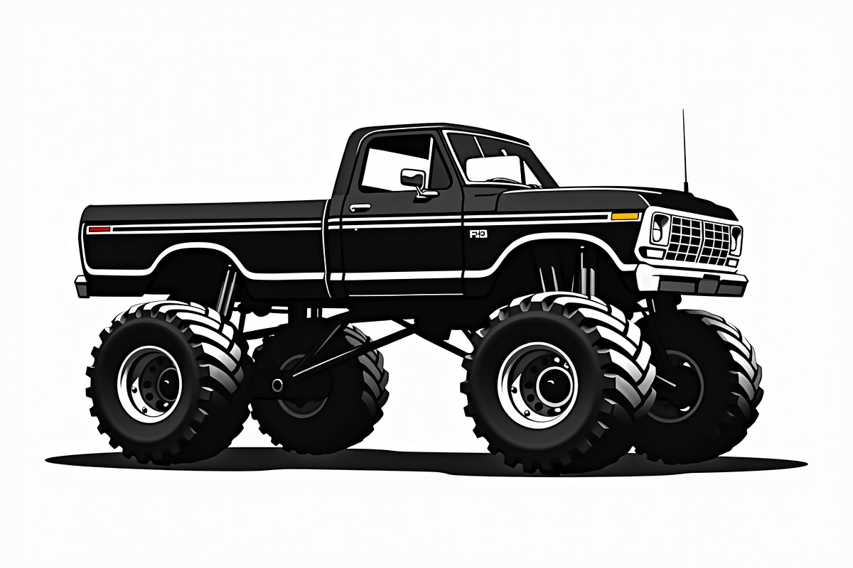 Big Wheel Truck Line Drawing, an Illustration by musafir_fashion (Photo 9 of 9)