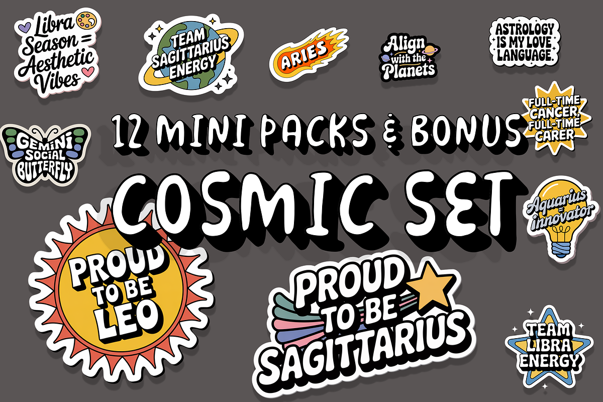 160 Zodiac Stickers, an Object Graphic by Jakayla Digital Co (Photo 9 of 16)