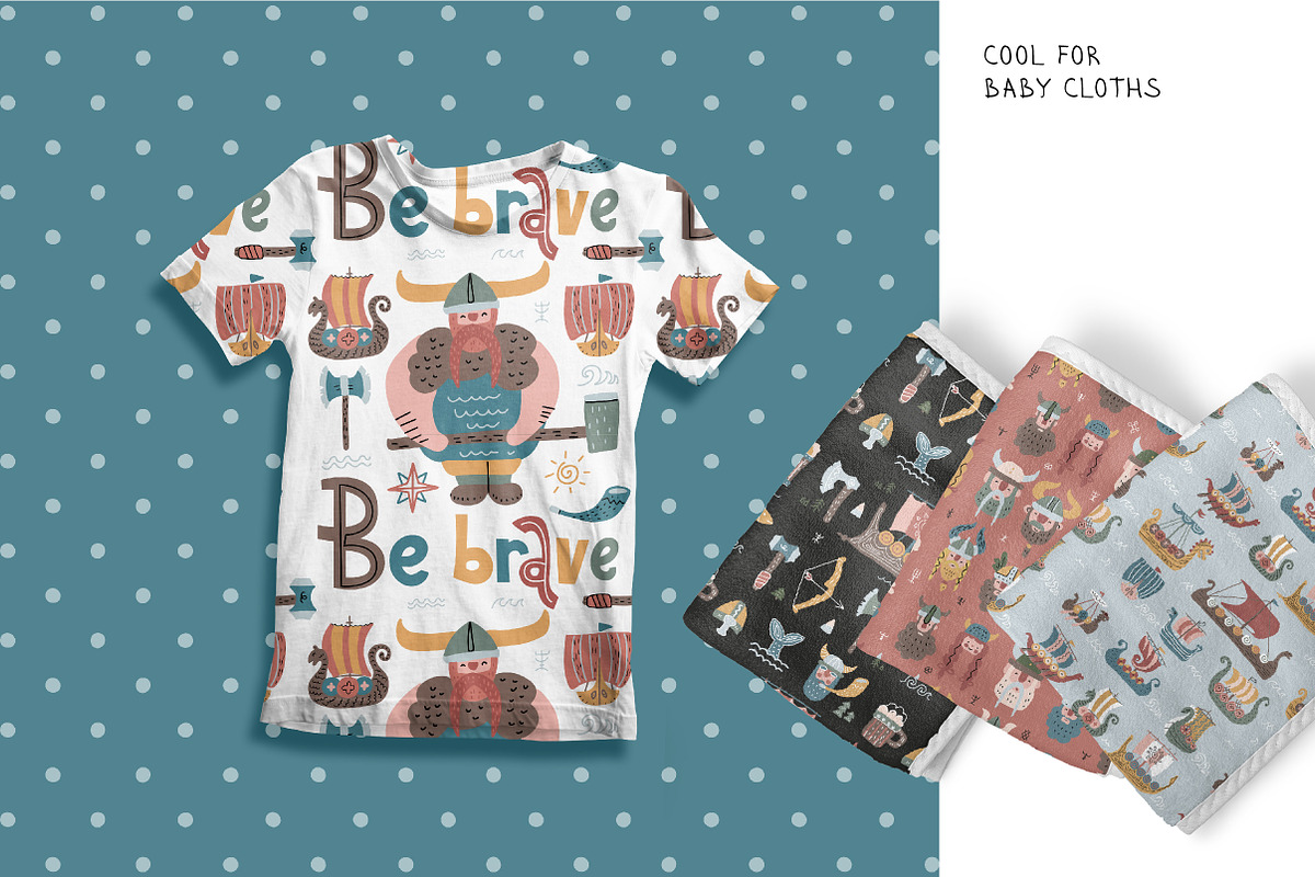 Cute childish vikings clipart set, an Illustration by Lana Sham (Photo 6 of 12)