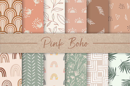 Pink Beige Green Boho Patterns, an Arts & Entertainment Photo by AdriOP