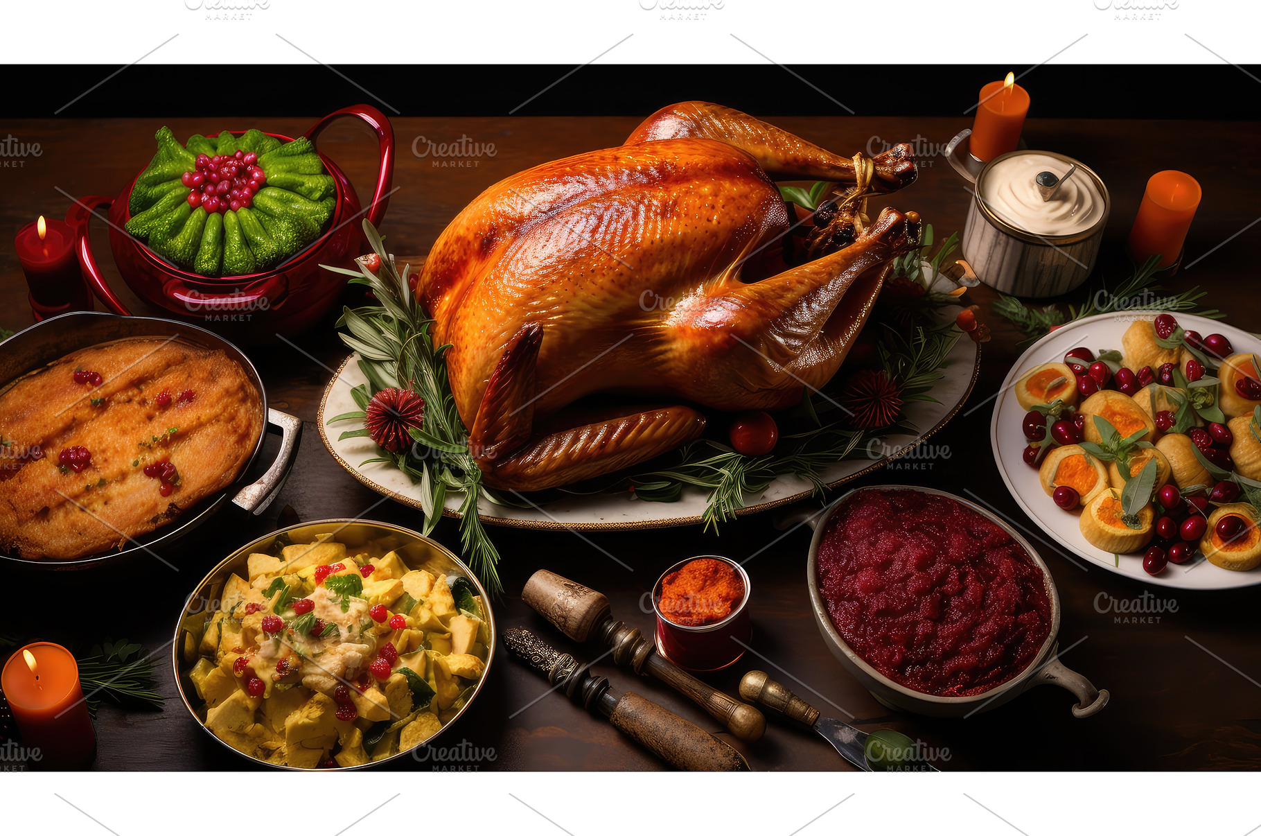 delicious holiday food flat lay ai, a Food & Drink Photo by pikepicture