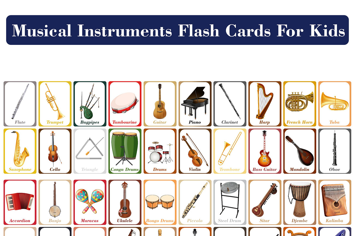 Musical Instruments Flash Cards, a Card Template by DigitalsDesigns (Photo 1 of 4)