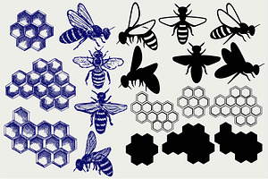 Bees And Honey SVG