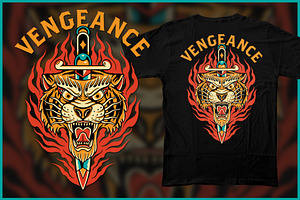 Tiger Flame Dagger T-shirt Design