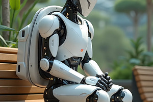 Full Frame White Armor Robot With Bl, a Photo by LOGOCREATIVE