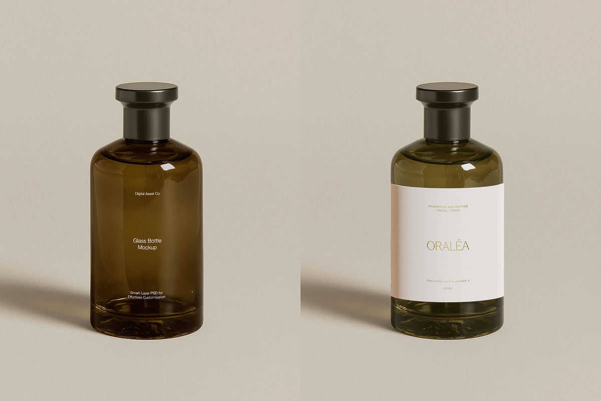 Cosmetic Glass Bottle Mockup, a Packaging Mockup by Digital Asset Co (Photo 2 of 4)