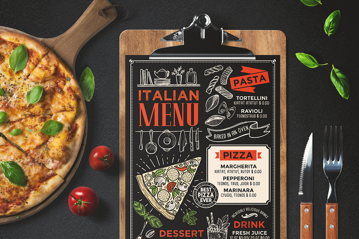 FREE! Trifold + Italian Food Menu, a Brochure Template by BarcelonaShop (Photo 2 of 4)