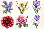 Flowers Watercolor Clipart Vol, an Illustration by DreamCafeArt (Thumbnail 3 of 7)