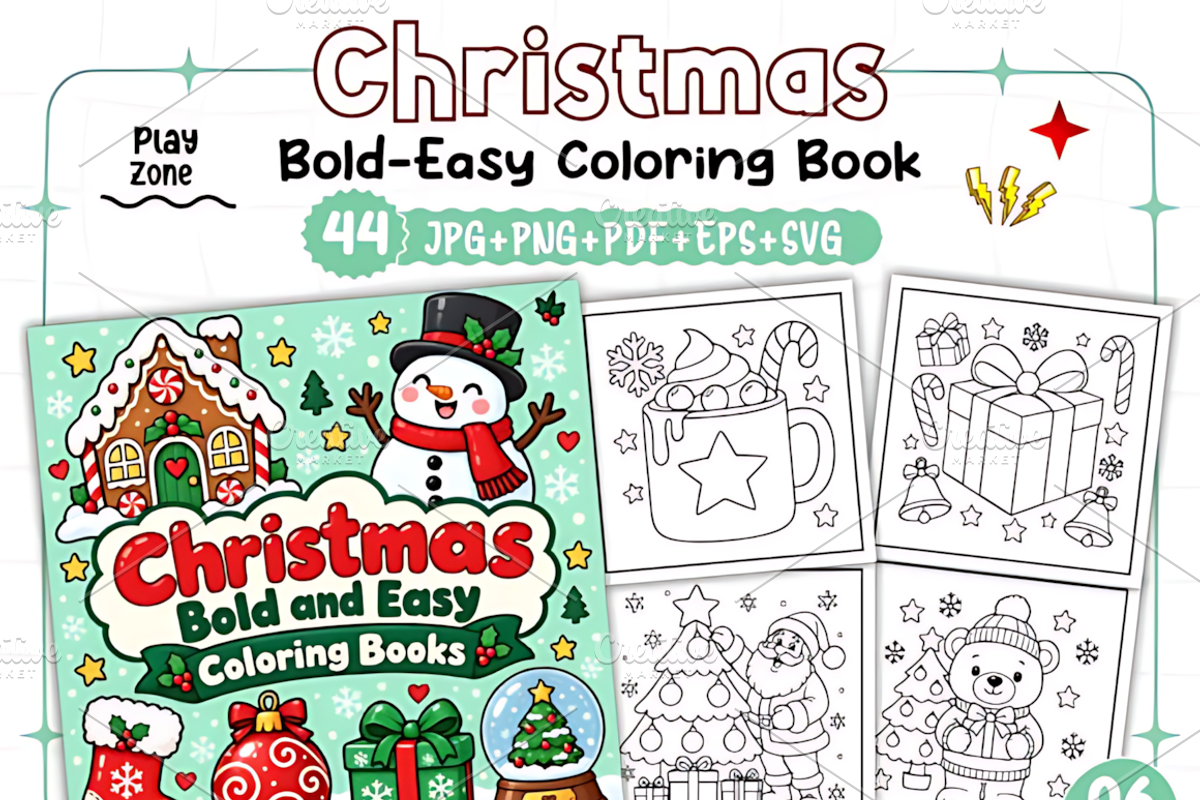 Christmas Bold and Easy Coloring, a Seasonal Illustration by Design Station (Photo 1 of 3)