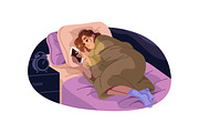 People use gadgets at night set, a Person Illustration by PaperTrident (Thumbnail 7 of 9)