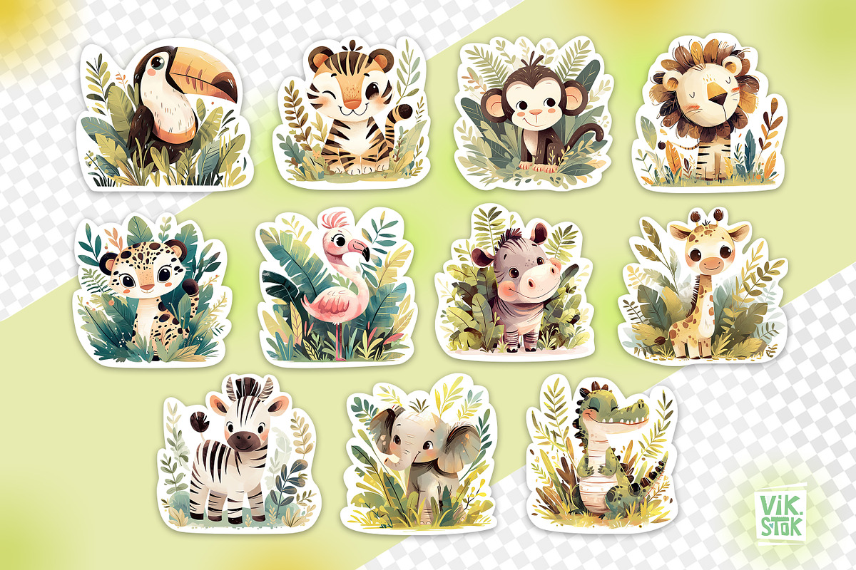 Safari Animal Clipart Bundle, an Animal Illustration by vik.stock (Photo 2 of 7)