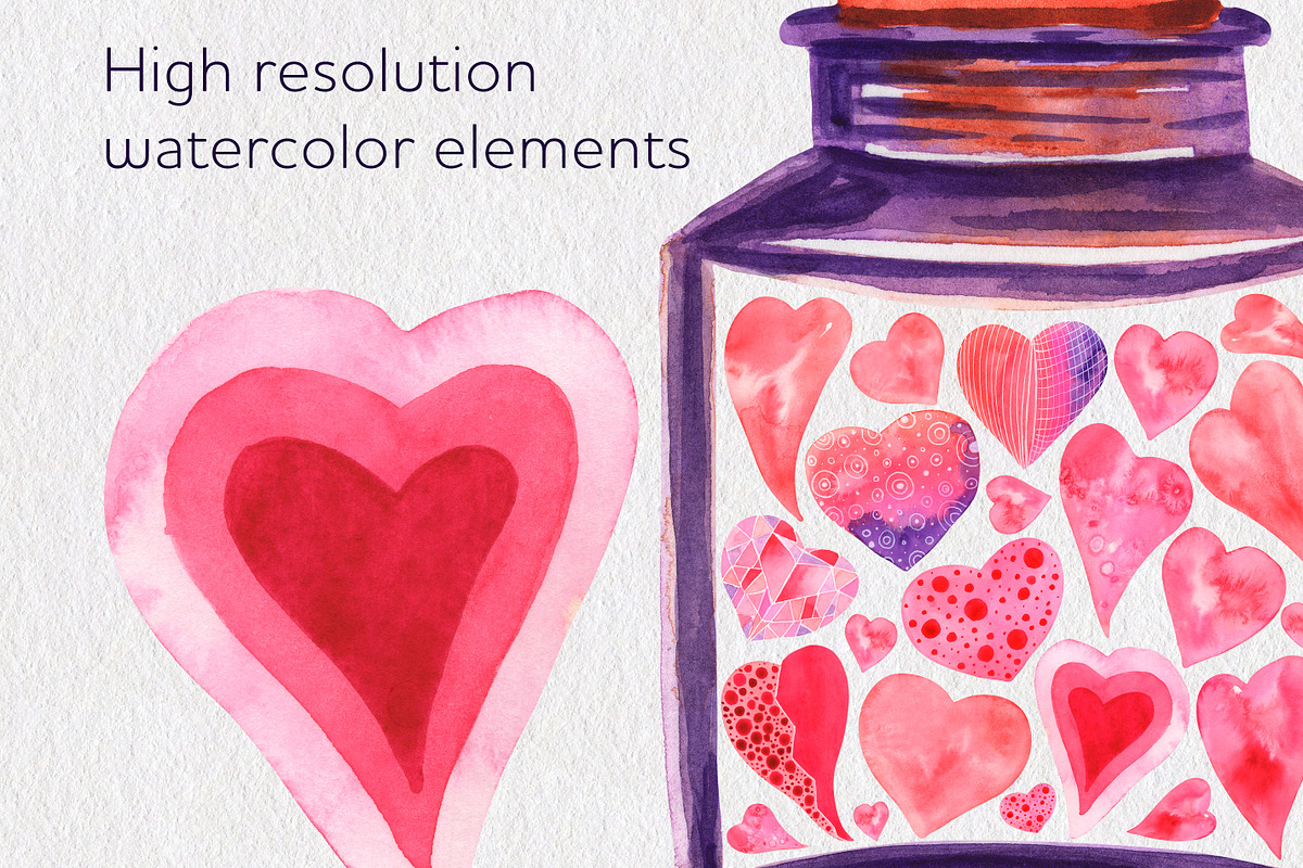 Watercolor heart clipart Love png, an Object Illustration by AnastasiaWatercolor (Photo 6 of 6)