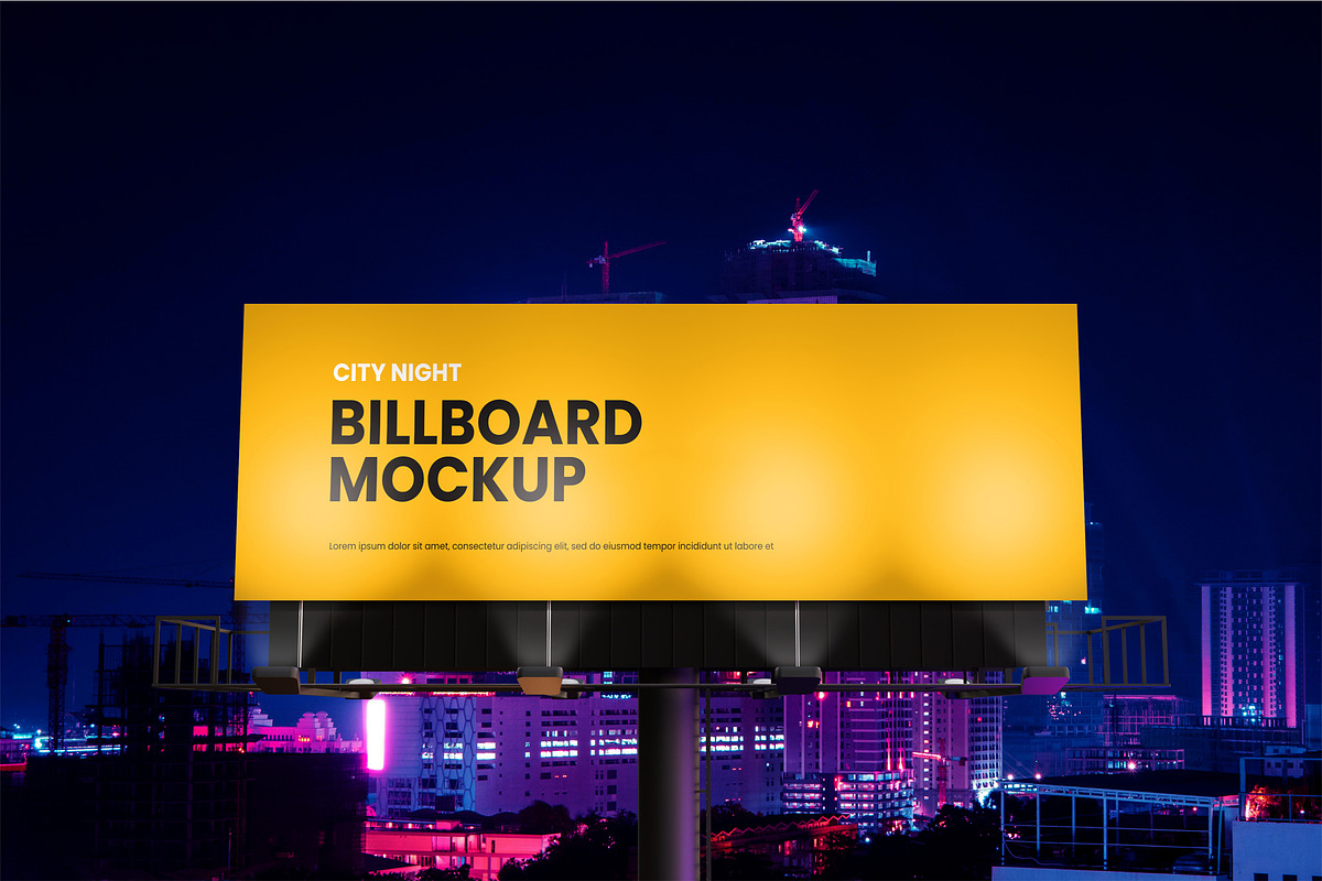 Billboard Mockup City Night Scene, an Advertising Mockup by Farabion Studio (Photo 2 of 3)
