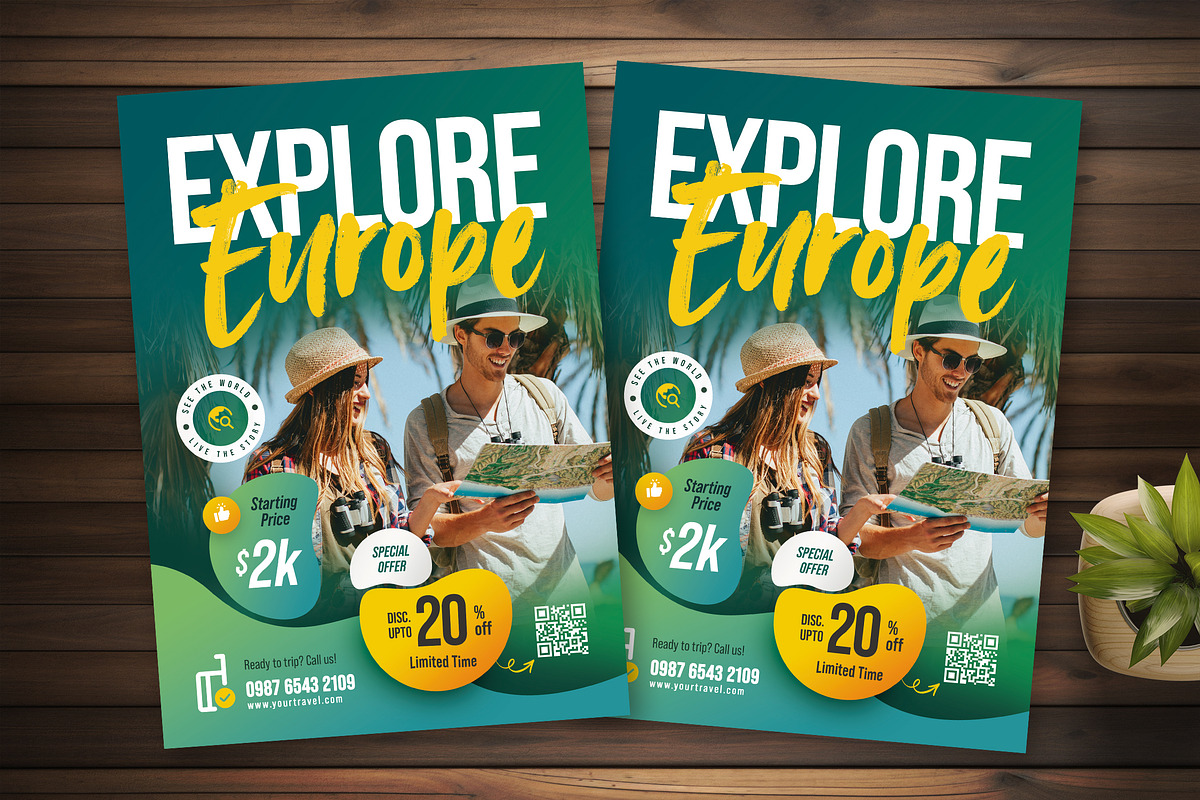 Explore Europe Flyer Template, a Flyer Template by Boostock (Photo 1 of 6)