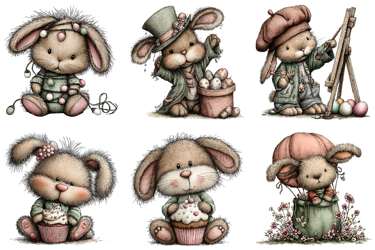 Quirky Easter Bunny Clipart, an Illustration by Dream Creation (Photo 5 of 6)