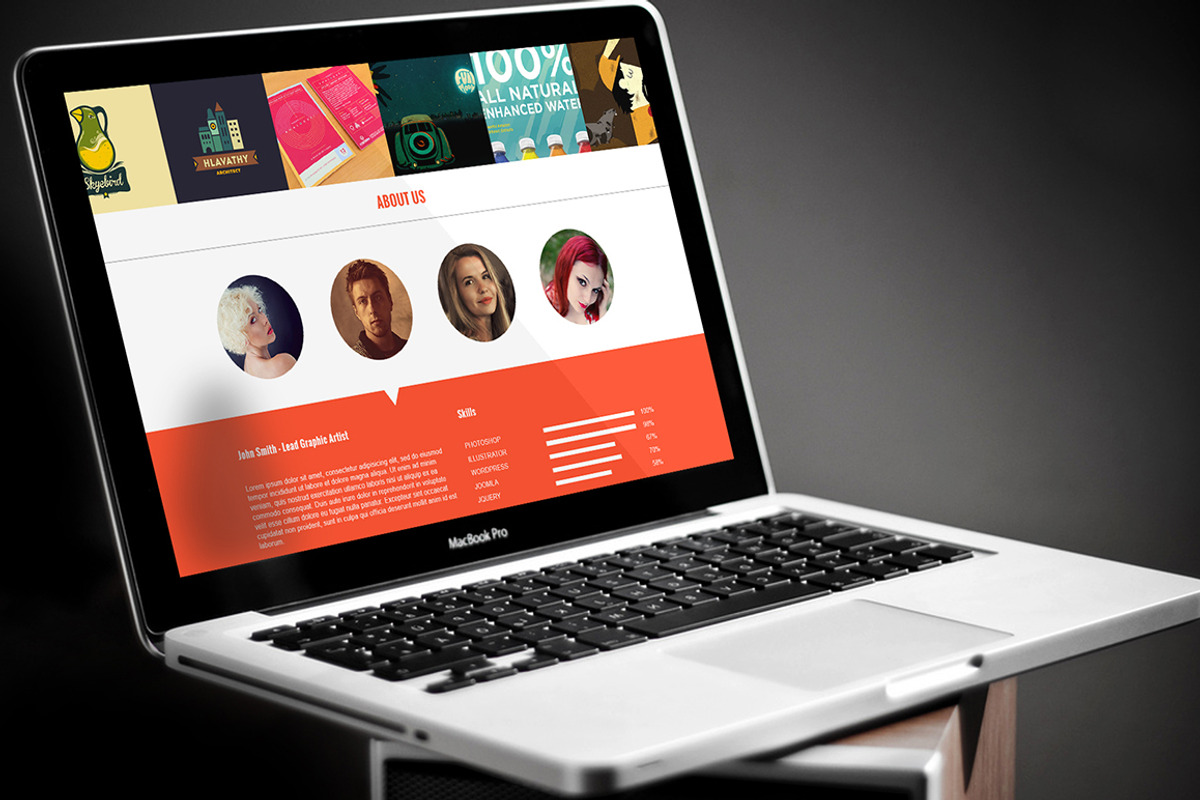 Flat One Page Creative Template, a Landing Page Template by VectorBurn (Photo 2 of 5)