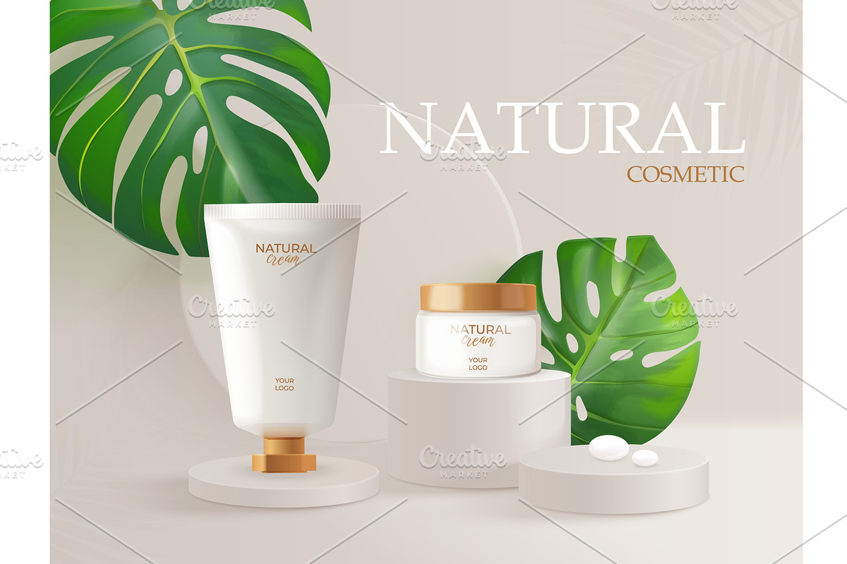 Natural cosmetic cream. Realistic, an Object Illustration by Stock-Smart-Start