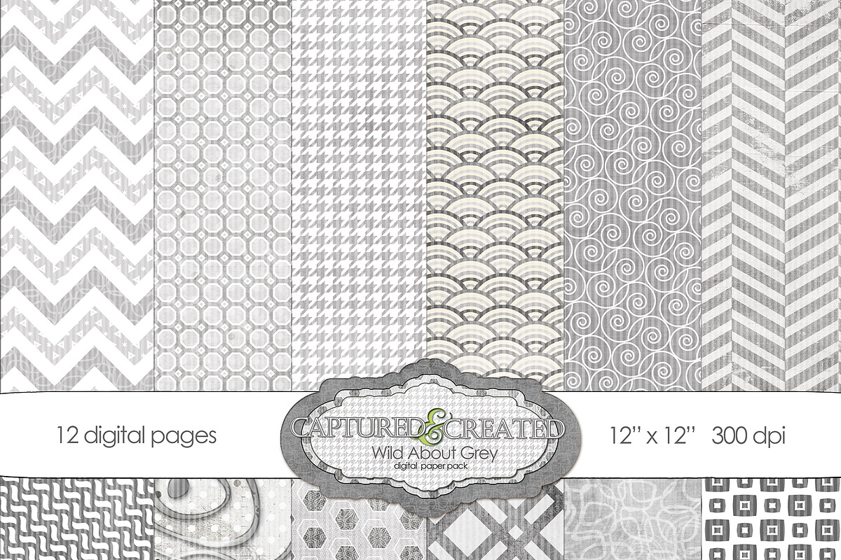 Wild About Grey Digital Paper Pack