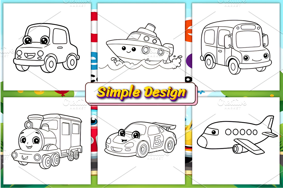 Cute Vehicles Coloring Book for Kids, a Decorative Illustration by Ink Gallery (Photo 4 of 4)