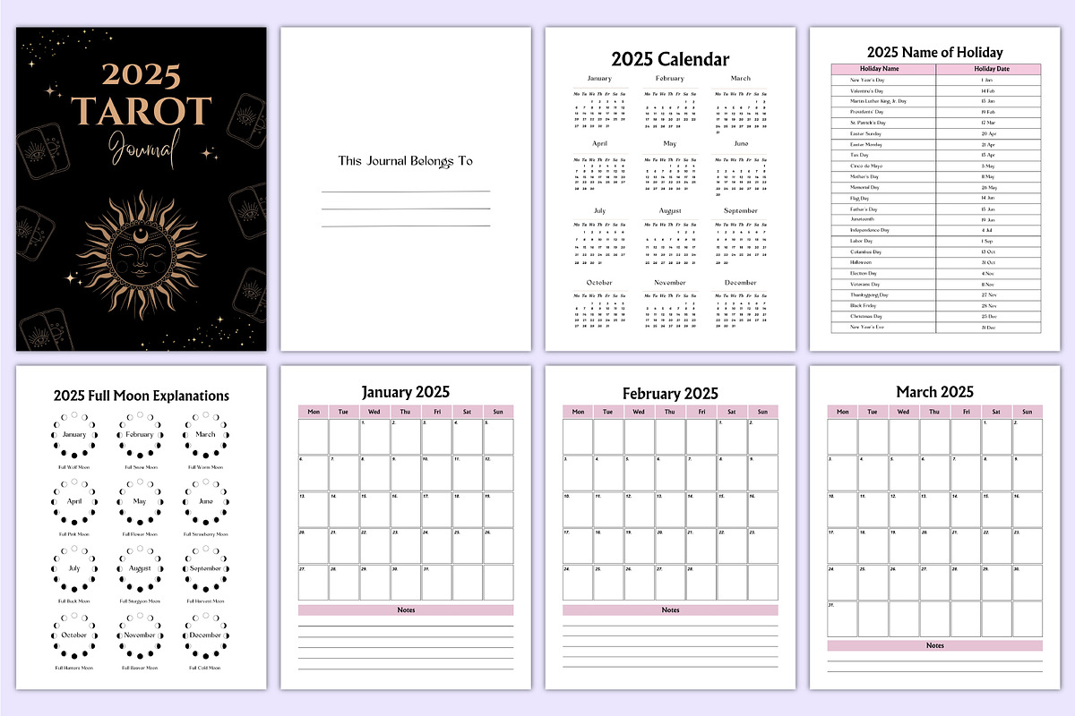 2025 Tarot Journal Canva Template, a Stationery Template by Mustafiz (Photo 2 of 8)