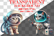 Watercolor Astronaut Cats Clipart, a Seasonal Illustration by Craft Nest (Thumbnail 3 of 5)