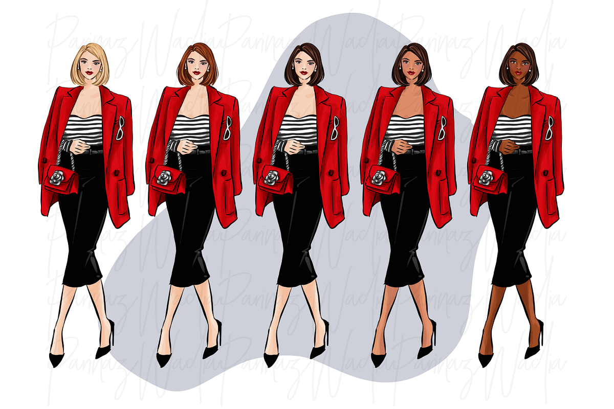 Girls in black, white & red, a Person Illustration by Parinaz Wadia Design (Photo 6 of 10)