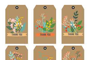Thank you Printable tags Floral, a Card Template by MooBeer