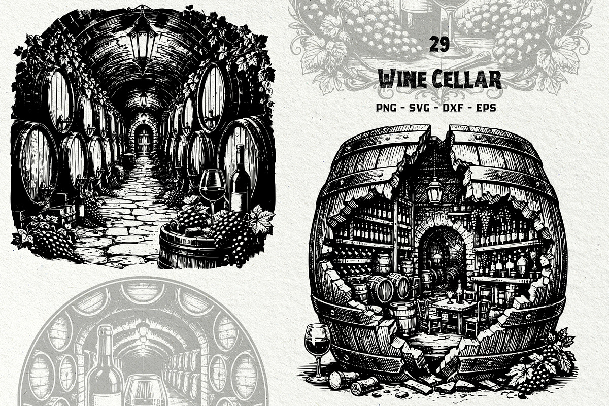 Wine Cellar Winery Line Art Graphics, a Decorative Illustration by DENIDigitalArtSudio (Photo 1 of 7)
