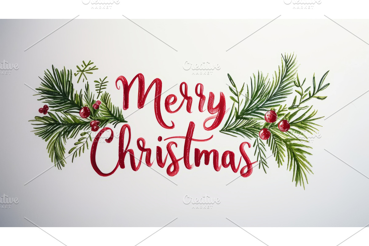 Words Merry Christmas created in, an Illustration by Visual Generation