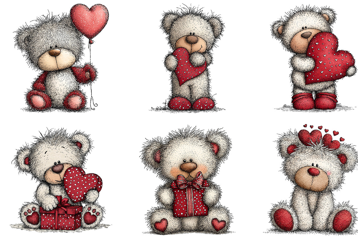 Valentine's Teddy Bear Clipart, an Illustration by Dream Creation (Photo 7 of 8)