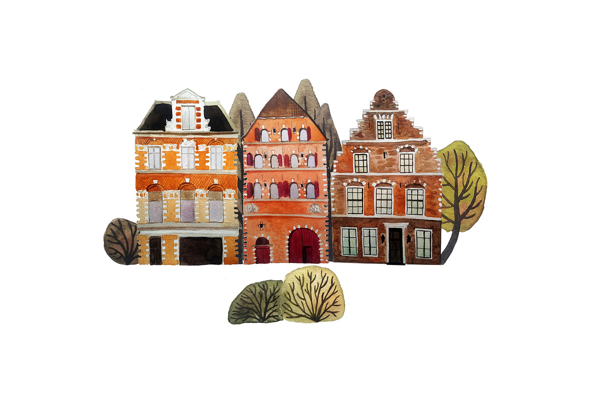 Old European Houses, an Illustration by Bychovsky design (Photo 3 of 5)