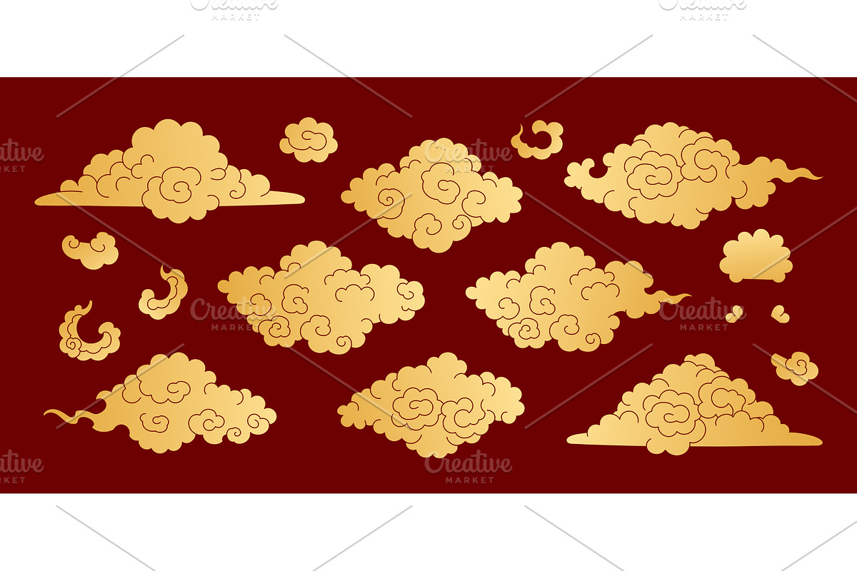 Paper cut Asian clouds collection, an Object Illustration by sceptical cactus