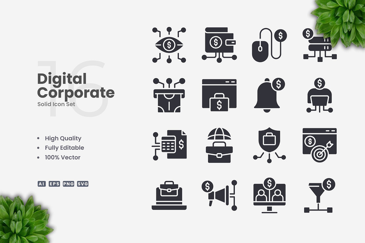Digital Corporate Solid Icons, an Icon by Upnowgraphic