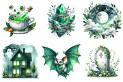 Green & White Halloween Clipart, an Illustration by Pixels.Craft (Thumbnail 2 of 8)