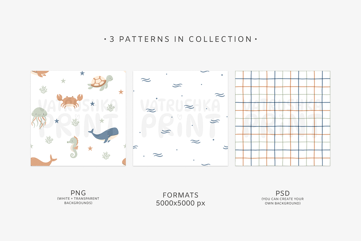 Sea patterns collection for fabric, a Pattern Graphic by vatrushkaprint_store (Photo 2 of 5)