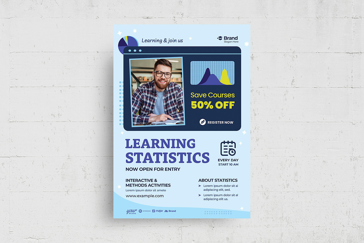 Statistics Education Flyer Template, a Flyer Template by BrandPacks