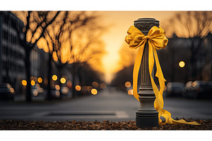 symbol yellow ribbons ai generated, an Industrial Photo by pikepicture